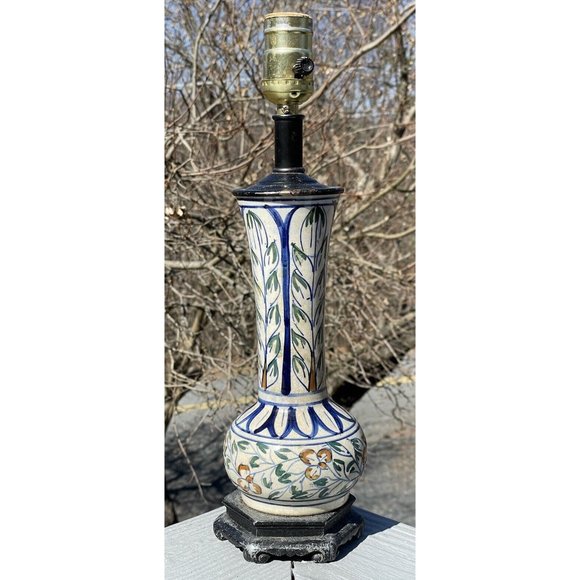 Antique Iznik Middle Eastern Pottery Glazed Faience Vase Cast Iron Loevsky Lamp - Picture 11 of 16